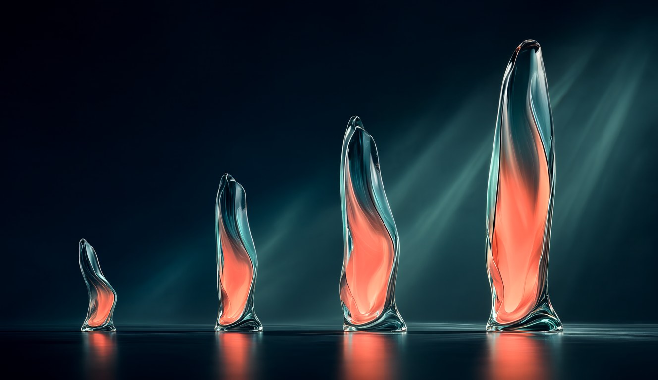 The Claude model family: four glowing sculptures from small Haiku to large Fable