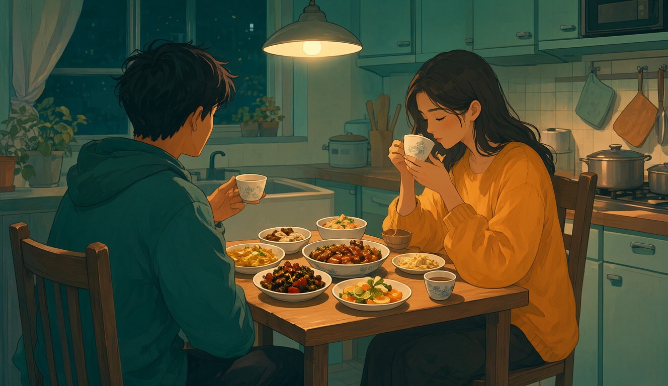 Sharing tea and food at a kitchen table: friendship grows from time and openness